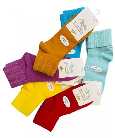 Women's Triple Cuff Crew Cotton Colorful 6-pack socks, Soft, Breathable & Seemless Toe socks for activewear Burgundy, Lavende...