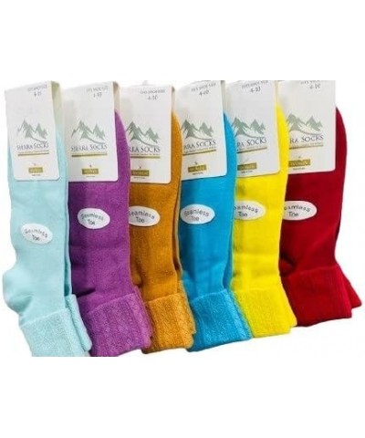 Women's Triple Cuff Crew Cotton Colorful 6-pack socks, Soft, Breathable & Seemless Toe socks for activewear Burgundy, Lavende...