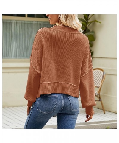 Cardigan Sweaters for Women Neck Long Sleeve Solid Loose Short Pullover Sweater Mans Mens 1/4 Zip Pullover Sweater B-coffee $...