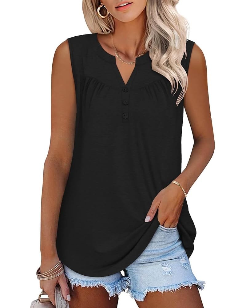 Womens Summer Short Sleeve Shirts V Neck Tops Casual Tunic Floral Ruffle Blouse 2-a-black $12.74 Tops