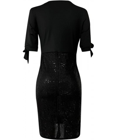 Women's Wrap Dress Sexy Sequin Mesh Long Sleeve V-Neck Wedding Dresses for Women 2023 Fall Winter 10-black $11.16 Sweaters