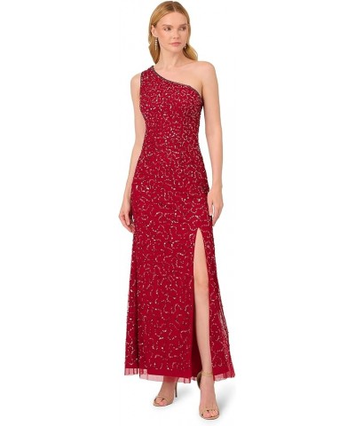 Women's One Shoulder Beaded Dress Cranberry $100.97 Dresses