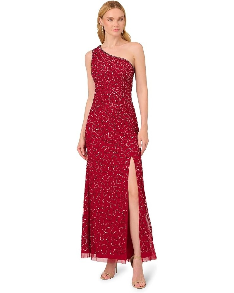 Women's One Shoulder Beaded Dress Cranberry $100.97 Dresses