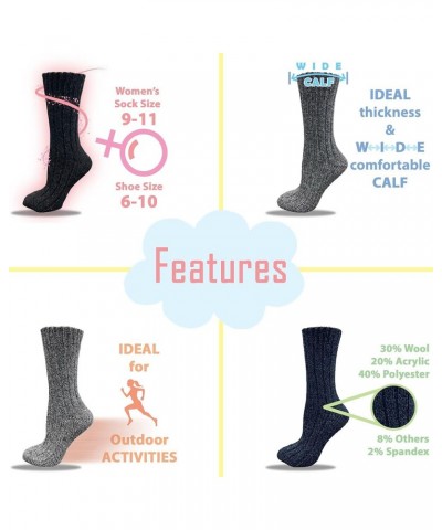 Women's Wool Crew Socks - Warm and Comfortable Outdoor Socks Moisture-Wicking and Insulating with wide calf fit Gray $8.83 Ac...