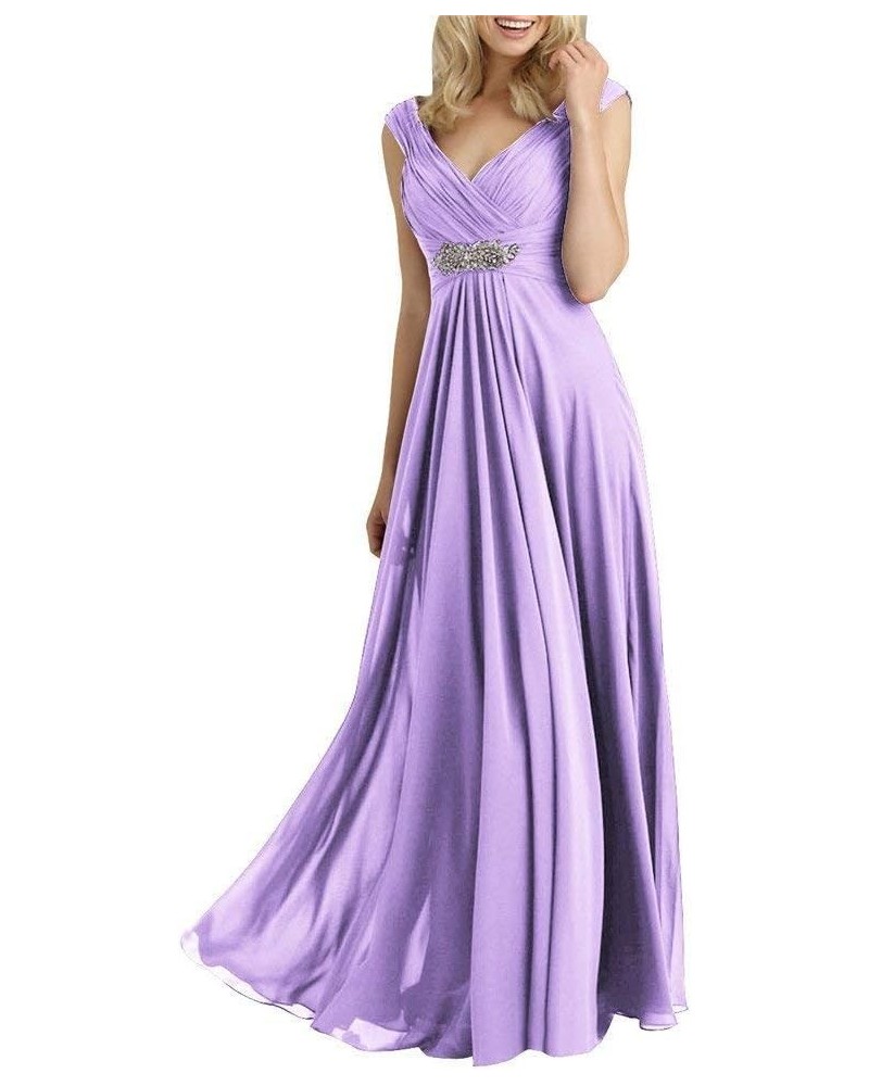 Mother of The Bride Dresses Long Evening Formal Gowns V Neck Bridesmaid Dresses Lavender $32.56 Dresses