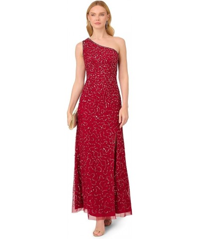 Women's One Shoulder Beaded Dress Cranberry $100.97 Dresses