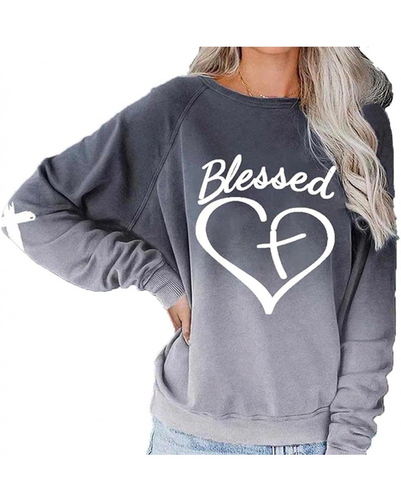 Jesus Has My Back Sweatshirt Women, Blessed Cross Heart Gradient Sweatshirt, Blessed Jesus Has My Back Sweatshirt for Women 1...