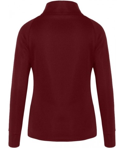 Slim Fit Turtleneck Sweatshirt for Women Zip Irregular Hem Pullover with Thumb Hole Casual Mock Neck Sweater Tops Red $8.54 A...