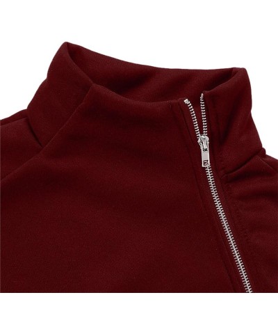 Slim Fit Turtleneck Sweatshirt for Women Zip Irregular Hem Pullover with Thumb Hole Casual Mock Neck Sweater Tops Red $8.54 A...