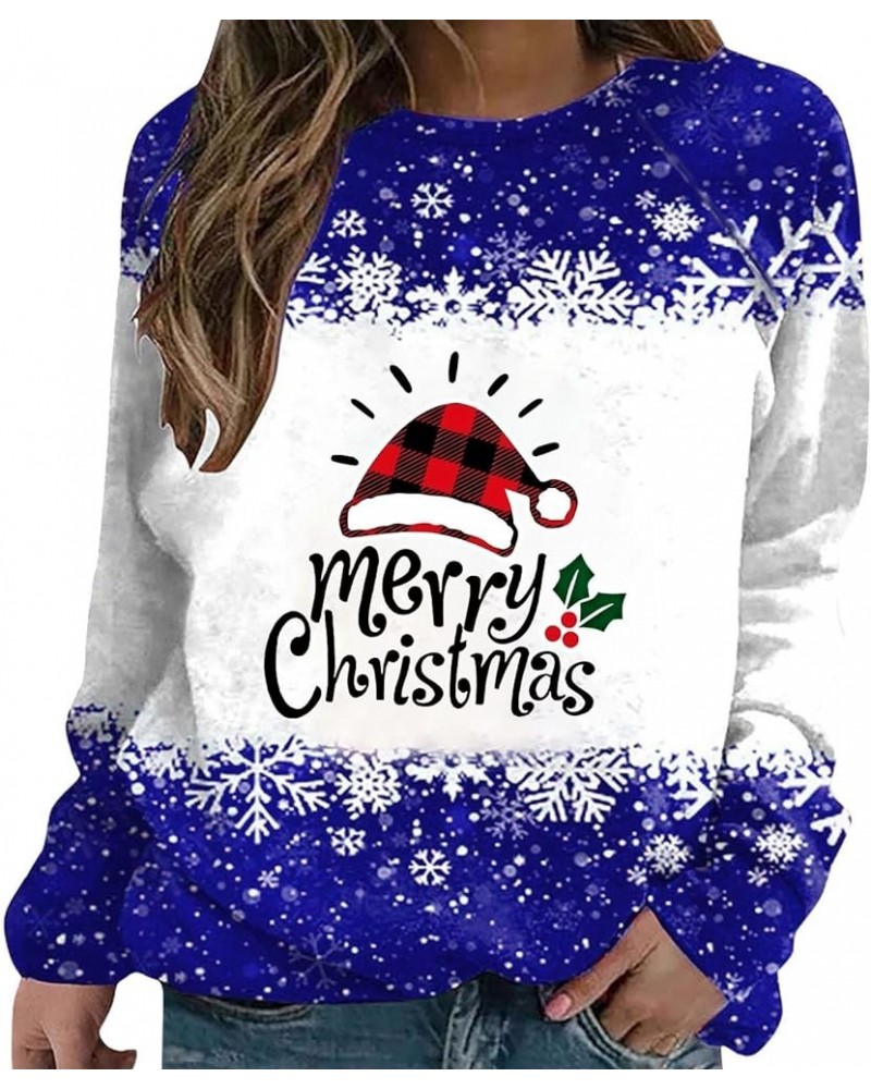 Christmas Sweatshirts for Women Red Fall Shirts Oversized Pullover Blouse Xmas Holiday Long Sleeve Tops Dark Blue $10.19 Hood...