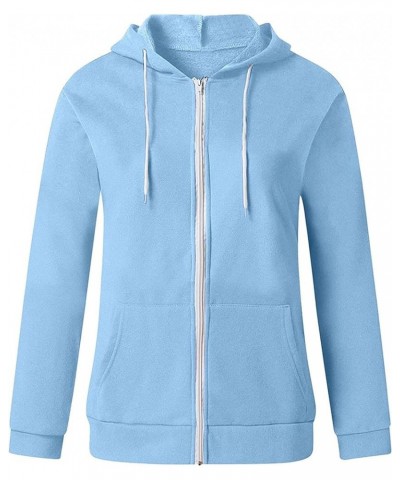 Womens Zip Up Hoodie 2023 Fall Fashion Clothes Long Sleeve Lightweight Hooded Sweatshirts Casual Loose Jackets 01 Blue $6.81 ...