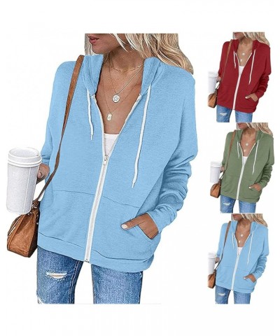 Womens Zip Up Hoodie 2023 Fall Fashion Clothes Long Sleeve Lightweight Hooded Sweatshirts Casual Loose Jackets 01 Blue $6.81 ...