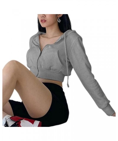 SYXYSM Fashion Casual Short Hooded Sweatshirt Women Sleeve Solid Slim Fit Sport Hoodies Crop Tops (Color : White, Size : S) L...