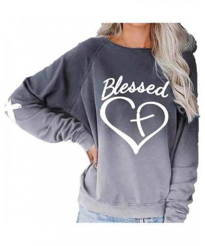 Jesus Has My Back Sweatshirt Women, Blessed Cross Heart Gradient Sweatshirt, Blessed Jesus Has My Back Sweatshirt for Women 1...