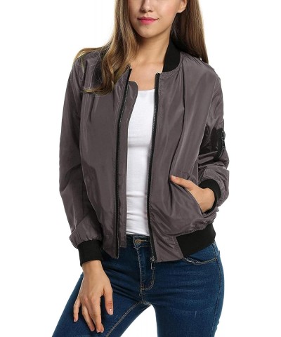 Women Bomber Jacket Casual Jacket Zip Up Long Sleeve Coat Fashion Short Jacket $17.22 Jackets