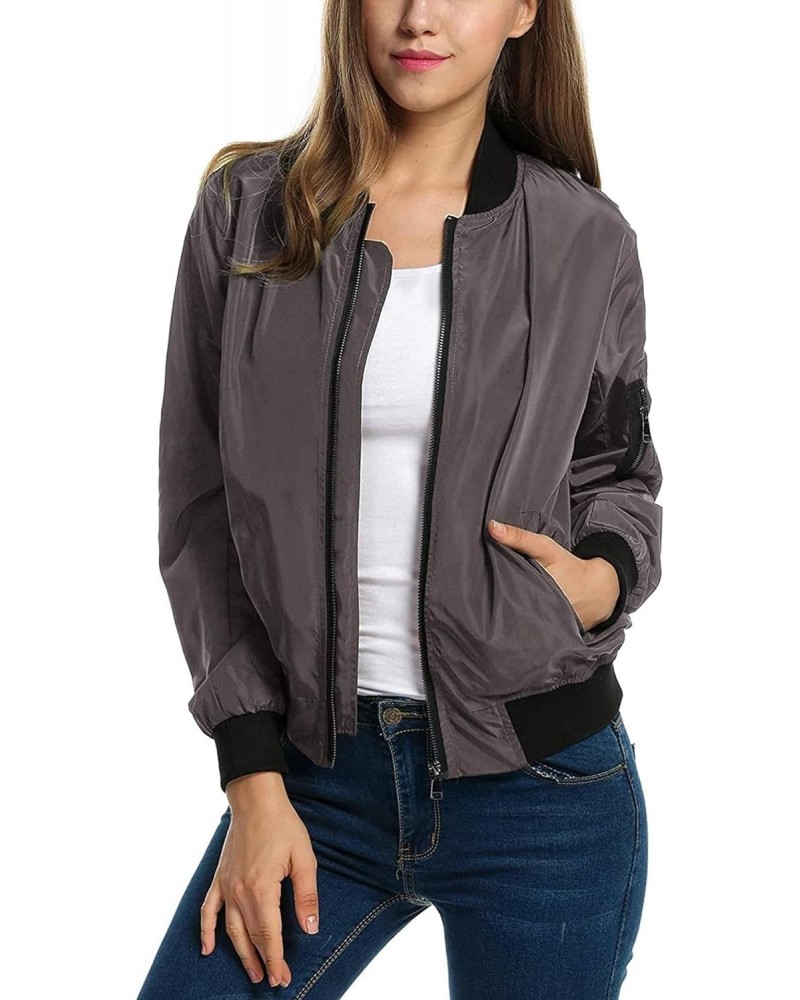 Women Bomber Jacket Casual Jacket Zip Up Long Sleeve Coat Fashion Short Jacket $17.22 Jackets