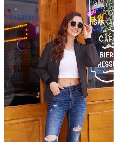 Women Bomber Jacket Casual Jacket Zip Up Long Sleeve Coat Fashion Short Jacket $17.22 Jackets