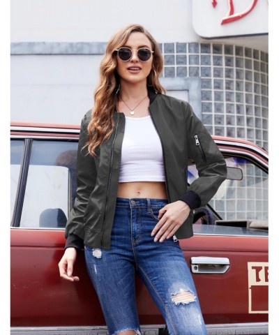 Women Bomber Jacket Casual Jacket Zip Up Long Sleeve Coat Fashion Short Jacket $17.22 Jackets