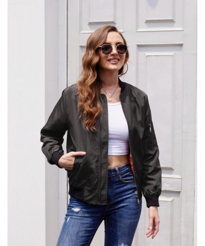 Women Bomber Jacket Casual Jacket Zip Up Long Sleeve Coat Fashion Short Jacket $17.22 Jackets