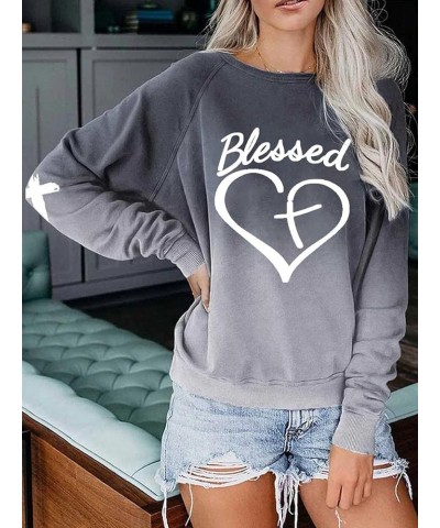 Jesus Has My Back Sweatshirt Women, Blessed Cross Heart Gradient Sweatshirt, Blessed Jesus Has My Back Sweatshirt for Women 1...