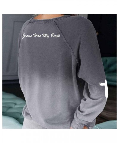 Jesus Has My Back Sweatshirt Women, Blessed Cross Heart Gradient Sweatshirt, Blessed Jesus Has My Back Sweatshirt for Women 1...