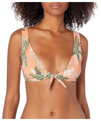 Women's Standard Sophia Deep V Bikini Top Swimsuit with Front Tie Detail Galapagos Leaf Print $26.74 Swimsuits