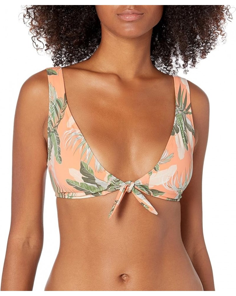 Women's Standard Sophia Deep V Bikini Top Swimsuit with Front Tie Detail Galapagos Leaf Print $26.74 Swimsuits