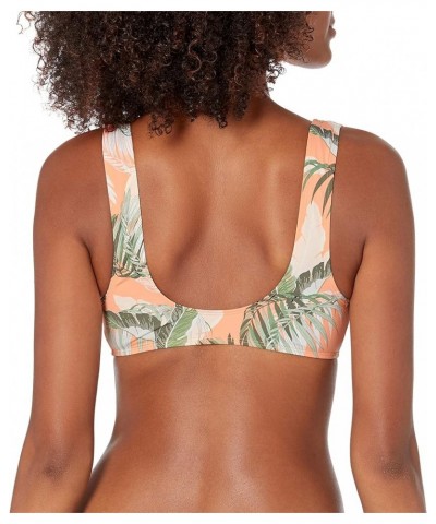 Women's Standard Sophia Deep V Bikini Top Swimsuit with Front Tie Detail Galapagos Leaf Print $26.74 Swimsuits