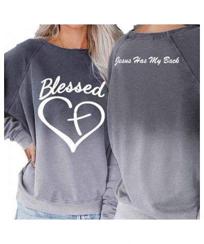 Jesus Has My Back Sweatshirt Women, Blessed Cross Heart Gradient Sweatshirt, Blessed Jesus Has My Back Sweatshirt for Women 1...