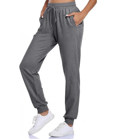 Women's Cotton Sweatpants with Pockets Drawstring Joggers Yoga Pants Grey01-60% Cotton $15.30 Activewear