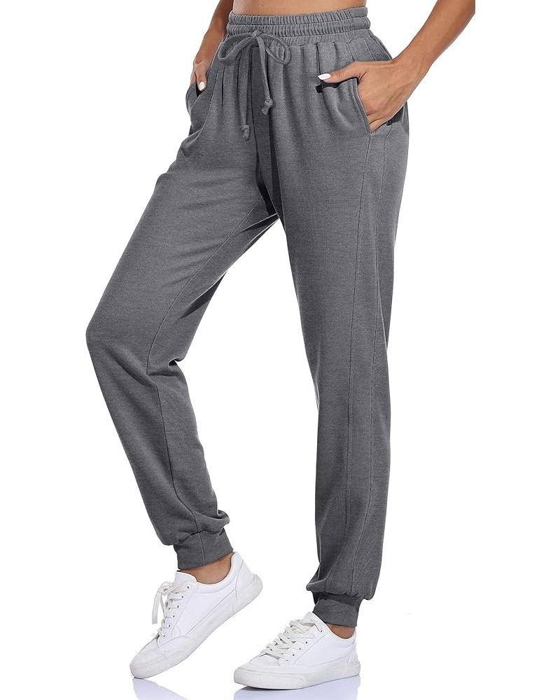 Women's Cotton Sweatpants with Pockets Drawstring Joggers Yoga Pants Grey01-60% Cotton $15.30 Activewear