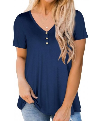 Womens Summer Short Sleeve Tee Shirts Casual Plus Size Flowy Tshirt Tops Navy $8.84 T-Shirts