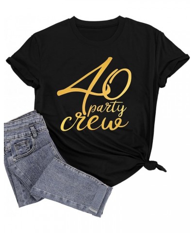 Hello Forty Shirt Women 40th Birthday Gift 40 Years Old Birthday Party T-Shirt Cute Heart Graphic Tee Black $11.96 T-Shirts