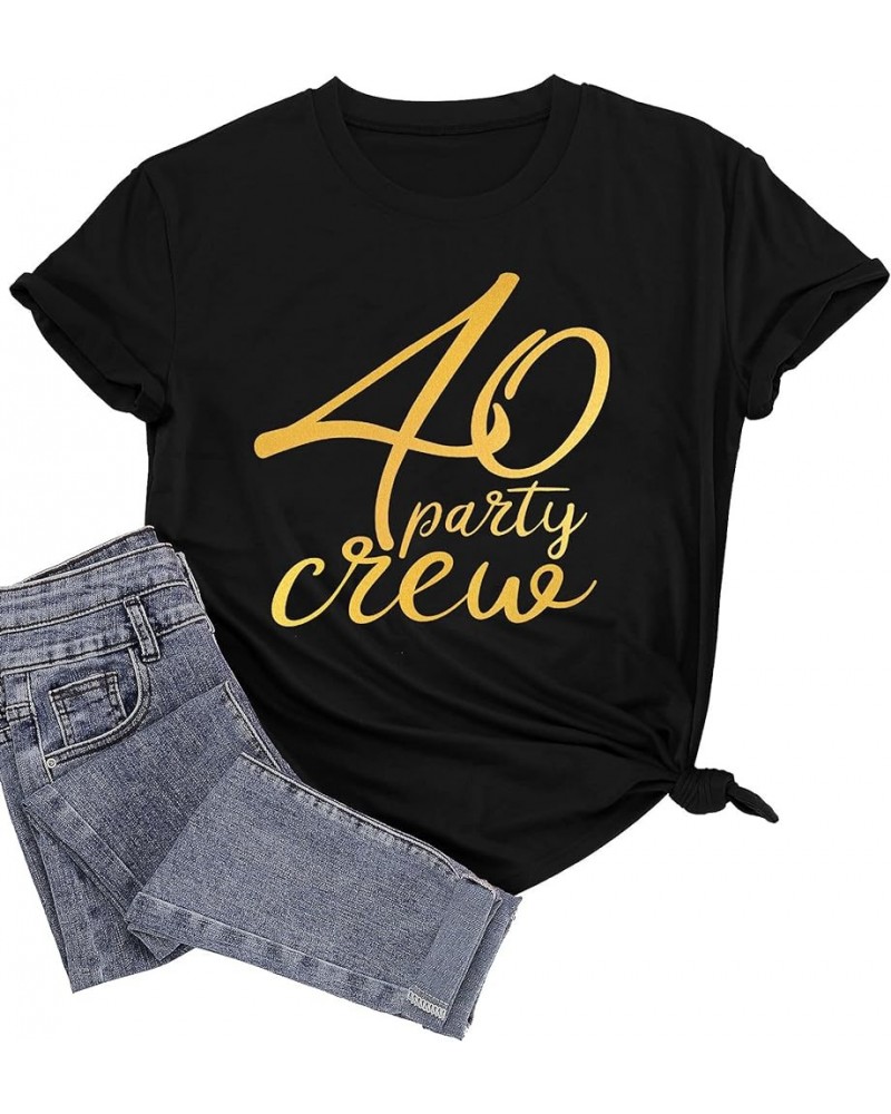 Hello Forty Shirt Women 40th Birthday Gift 40 Years Old Birthday Party T-Shirt Cute Heart Graphic Tee Black $11.96 T-Shirts