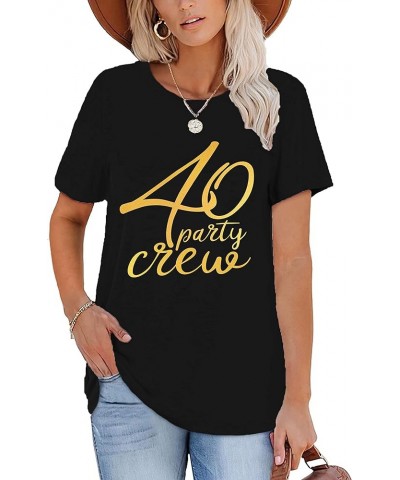 Hello Forty Shirt Women 40th Birthday Gift 40 Years Old Birthday Party T-Shirt Cute Heart Graphic Tee Black $11.96 T-Shirts