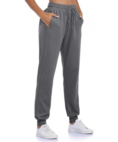 Women's Cotton Sweatpants with Pockets Drawstring Joggers Yoga Pants Grey01-60% Cotton $15.30 Activewear