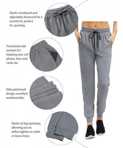 Women's Cotton Sweatpants with Pockets Drawstring Joggers Yoga Pants Grey01-60% Cotton $15.30 Activewear