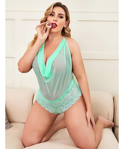 Women Sexy Lingerie Teddy One Piece Lace Halter Babydoll Bodysuit Green $14.83 Lingerie