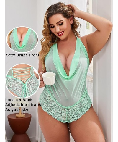 Women Sexy Lingerie Teddy One Piece Lace Halter Babydoll Bodysuit Green $14.83 Lingerie