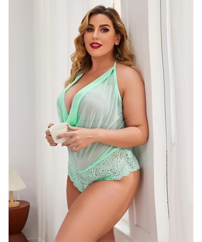 Women Sexy Lingerie Teddy One Piece Lace Halter Babydoll Bodysuit Green $14.83 Lingerie