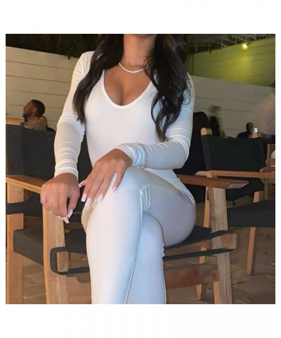 Spring Women's Fashion Long Sleeve Slim Fit Hip Lift Conjoined Body Suit White $10.02 Bodysuits