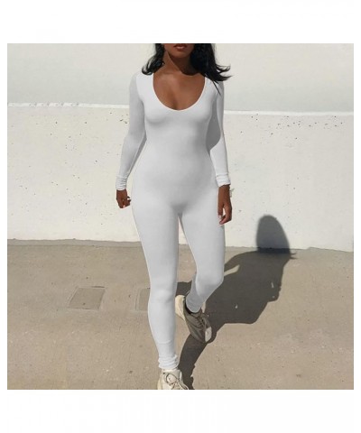 Spring Women's Fashion Long Sleeve Slim Fit Hip Lift Conjoined Body Suit White $10.02 Bodysuits