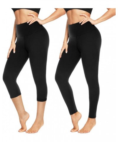 2 Pack Capri Leggings for Women-High Waist Tummy Control Non See Through Leggings Workout Pants 7-capri/Full-black(2pack) $10...