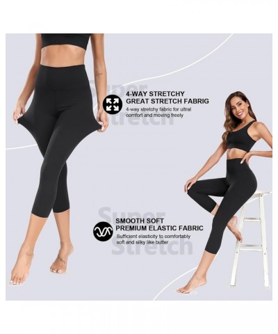 2 Pack Capri Leggings for Women-High Waist Tummy Control Non See Through Leggings Workout Pants 7-capri/Full-black(2pack) $10...