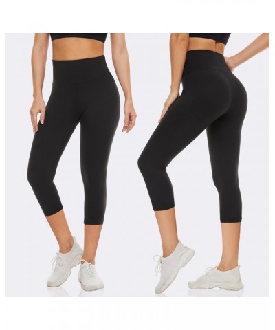 2 Pack Capri Leggings for Women-High Waist Tummy Control Non See Through Leggings Workout Pants 7-capri/Full-black(2pack) $10...