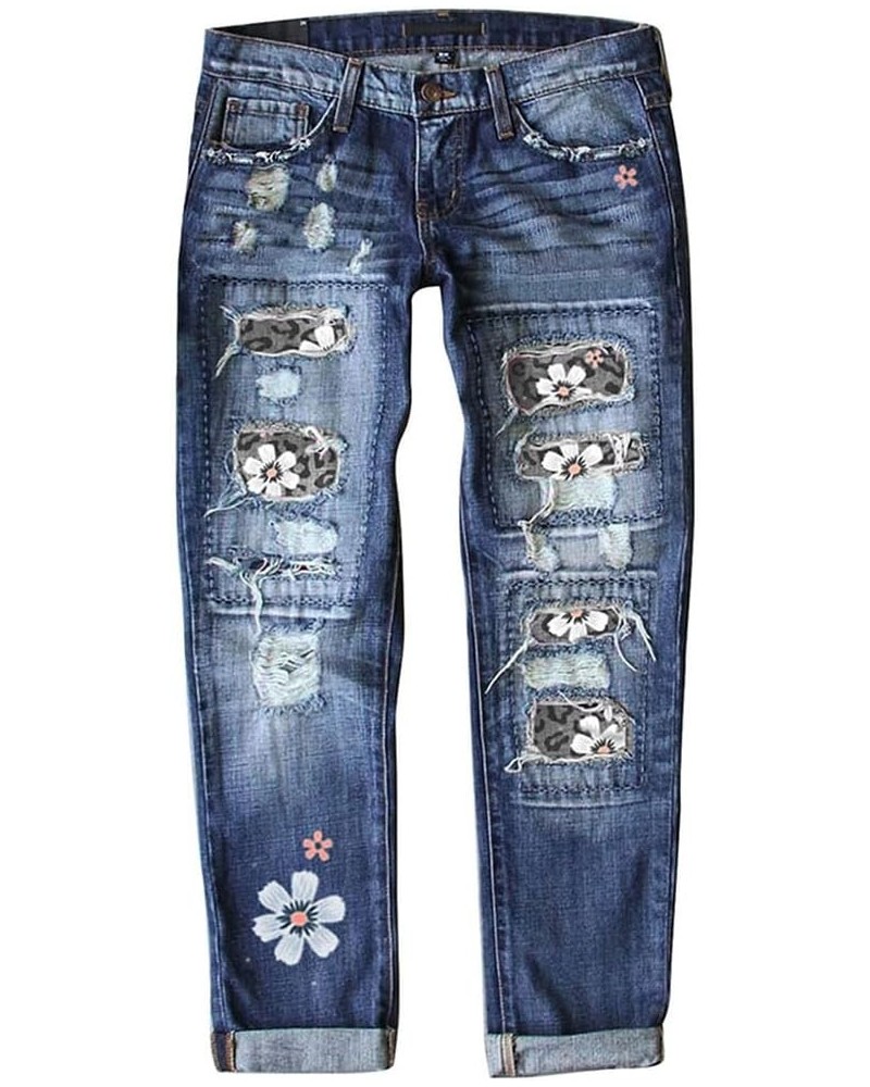 Womens Vintage Jeans with Pockets Printed Ripped Hole Boyfriend Plaid Distressed Stretch Skinny Denim Jeans Sku-e $22.94 Jeans