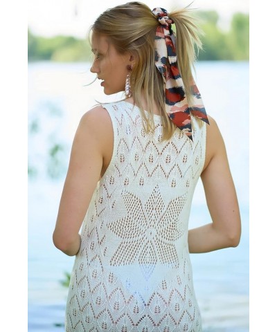 Women's Knitted Crochet Hollow Out Loungewear Beach Dress Casual Bikini Cover Ups Beachwear E White $17.09 Swimsuits