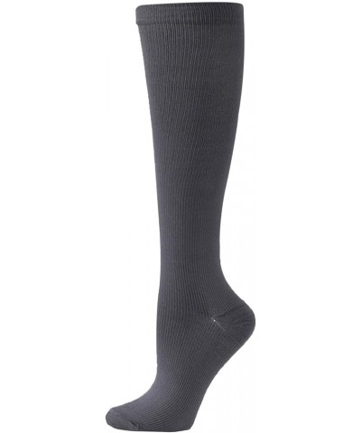 Compression Socks For Women & Men Circulation Solid Color Cotton Breathable Stretchy Support For Nurses Running Athletic Grey...