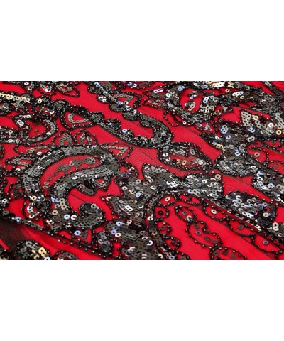 Stone 1920S Mermaid Flapper Gown Party Evening Dress With 20S Accessories Set Style Paisley Black Red $24.56 Sets