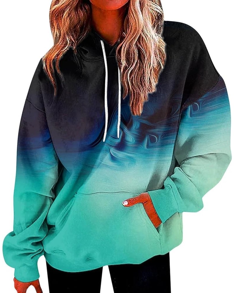 Hoodies for Women Casual Oversized Long Sleeve Sweatshirts Graphic Pullover Fashion Fall Outfits Y2k Clothes 2023 D Green $7....